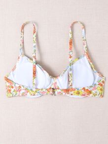 ROMWE Hippie Floral Push Up Bikini Top - Multicolor - View 2