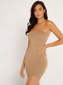 SHEIN BASICS Vestido de tirantes ajustado de un solo color