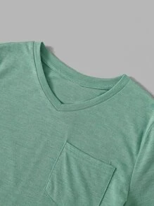 SHEIN Tween Boys" Áo thun cổ chữ V đơn giản cỡ lớn 4 cái/bộ - Nhiều màu - Xem 3