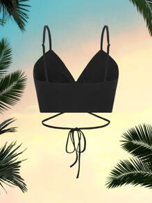 SHEIN ICON 十字交叉後綁帶吊帶上衣 - 黑色 - 查看 2