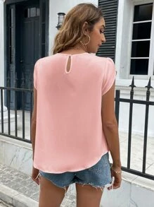 SHEIN LUNE Plicated Detail Petal Sleeve Blouse