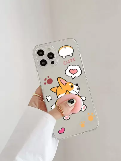 有趣的降壓指揮拇指捏戲劇犬印刷手機殼，適用於 iPhone15/15Plus/15Pro/15Promax