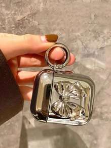 Ốp lưng trang trí nơ Apple Aesthetic Bow Plating Bow-Knot tương thích với AirPods Tương thích với Airpods1/2 AirPods Pro Kawaii - Bạc - Xem 4