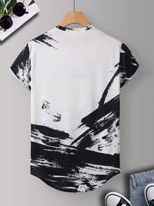 Manfinity Homme Men T-Shirts Fit Crew Neck Short Sleeve Graphic Tee Tie Dye Casual Street Summer Polyester - Black and White - View 2