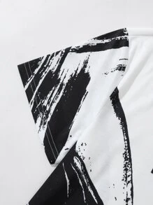 Manfinity Homme Men T-Shirts Fit Crew Neck Short Sleeve Graphic Tee Tie Dye Casual Street Summer Polyester - Black and White - View 3