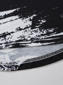 Manfinity Homme Men T-Shirts Fit Crew Neck Short Sleeve Graphic Tee Tie Dye Casual Street Summer Polyester - Black and White - View 4