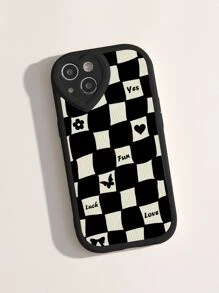 Checkered Phone Case - Black - View 1