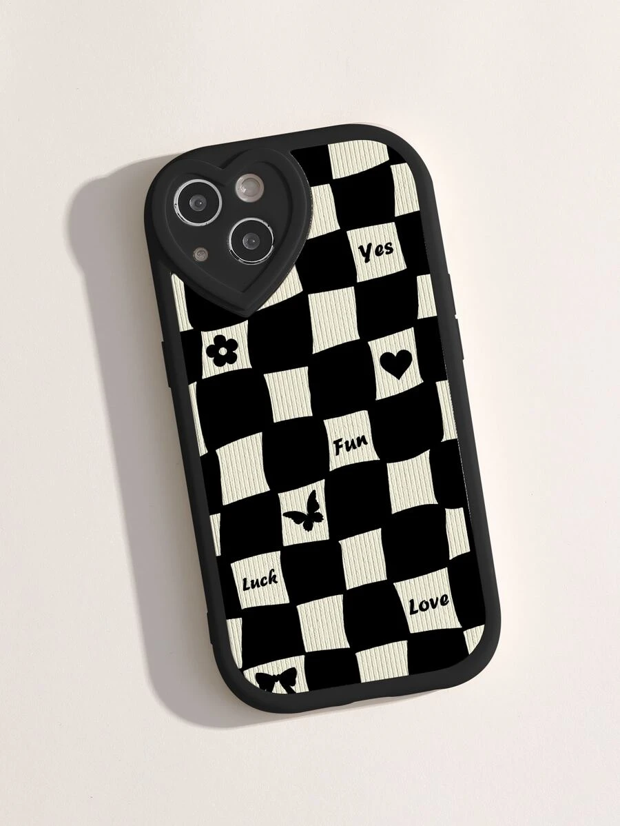 Checkered Phone Case - Black - View 1