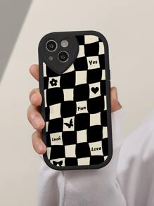 Checkered Phone Case - Black - View 3