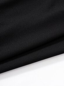 SHEIN Unity Letter Graphic Bodysuit & Drawstring Waist Shorts - Black - View 3