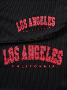 SHEIN Unity Letter Graphic Bodysuit & Drawstring Waist Shorts - Black - View 7