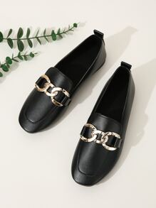 Mocasines con diseño de cadena - Negro - Ver 6