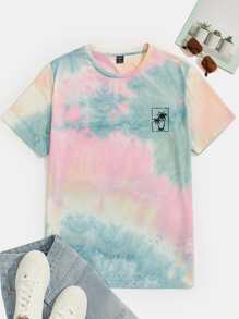 Manfinity RebelGame Men Tie Dye Coconut Tree Print Tee - Multicolor - View 1