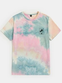 Manfinity RebelGame Men Tie Dye Coconut Tree Print Tee - Multicolor - View 5