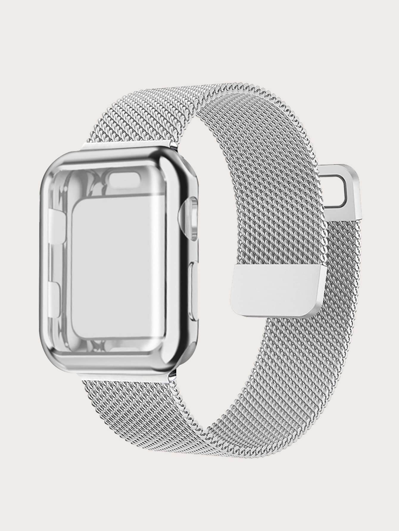 Vỏ 3 trong 1 & Phim bảo vệ màn hình & Dây đeo đồng hồ Tương thích với Apple Watch - Bạc - Xem 1
