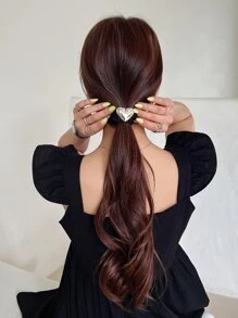 DAZY Heart Decor Scrunchie - màu đen - Xem 2