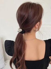 DAZY Heart Decor Scrunchie - màu đen - Xem 5