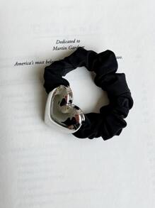 DAZY Heart Decor Scrunchie - màu đen - Xem 7