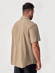 Manfinity Hombres Camisa con cuello con botón - Caqui - Ver 2