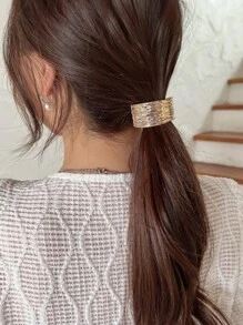 DAZY Minimalist Hair Tie Street Ponytail Holders Hair Elastics Hair Rubber Bands Scrunchies Hair Rope Elastic Hair Tie - Gold - View 1