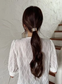 DAZY Minimalist Hair Tie Street Ponytail Holders Hair Elastics Hair Rubber Bands Scrunchies Hair Rope Elastic Hair Tie - Gold - View 3