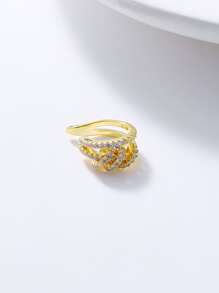 1入組方晶鋯石裝飾耳夾銅首飾類 - 金黃色 - 查看 2