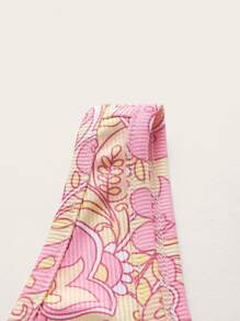 Sweetness Floral Print Ring Linked Cut Out Bodysuit - Multicolor - View 3