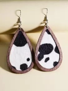 Pendientes con gota de agua con estampado de vaca - Multicolor - Ver 1