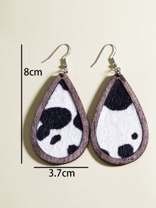 Pendientes con gota de agua con estampado de vaca - Multicolor - Ver 3