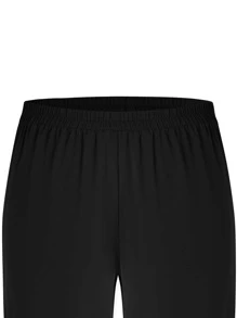 Pantalones rectos ribete con pompón - Negro - Ver 3