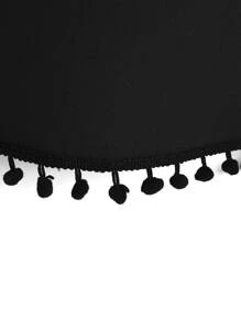 Pantalones rectos ribete con pompón - Negro - Ver 4