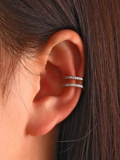 1pc Fashionable Colorful Rhinestone Decorated Multi-Layer Clip-On Earring, Suitable For Men And Women, Daily Accessory