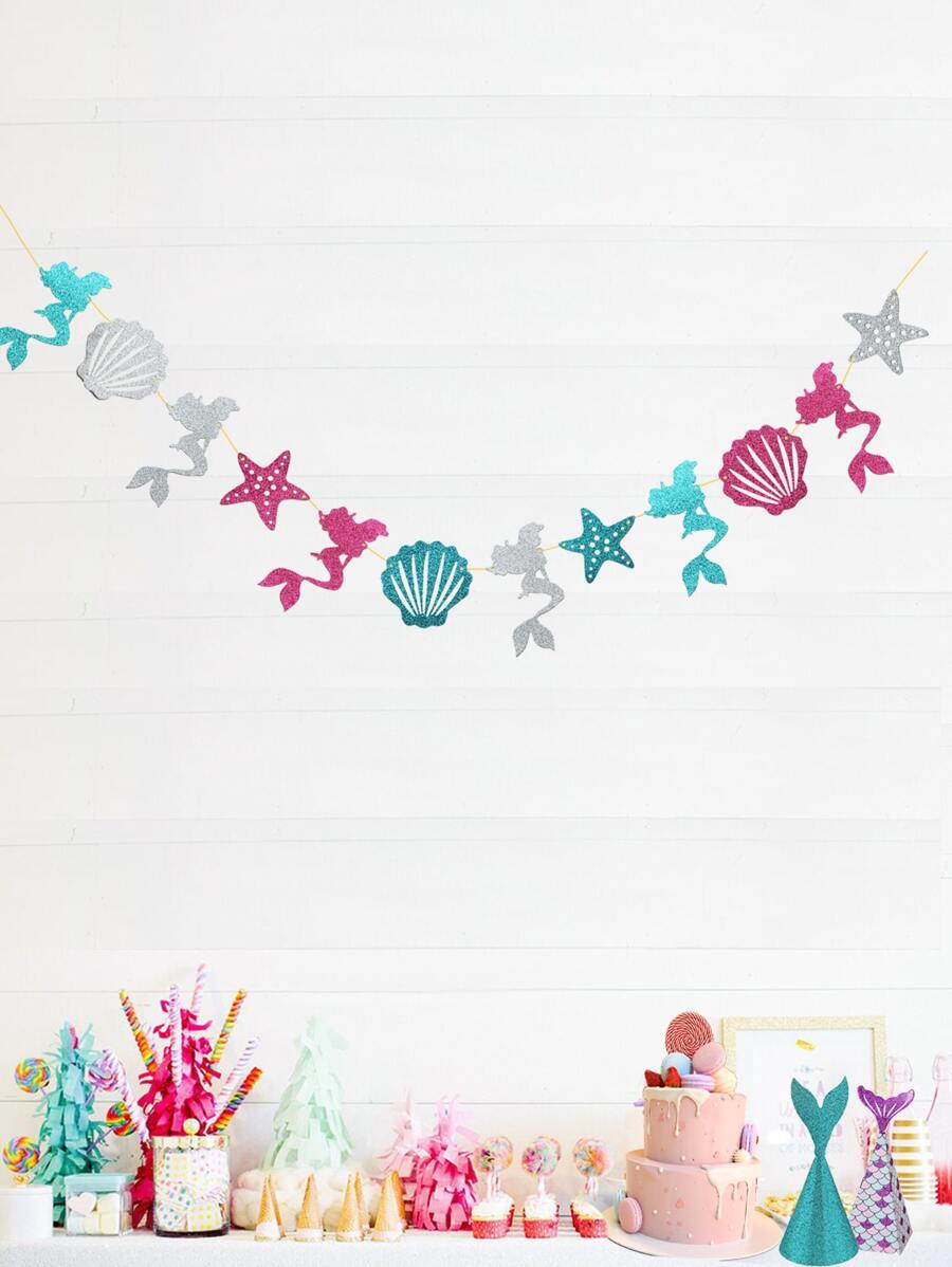 1pc Mermaid Flag Party Decoration Background | SHEIN USA