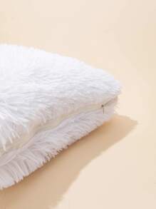 Fluffy Cushion Cover, White Polyester Soft Throw Pillow Case For Home Decor, Pillow Insert Not Include - White - View 4