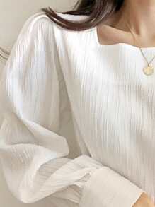 DAZY 方领灯笼袖衬衫、长袖上衣、荷叶边、秋装