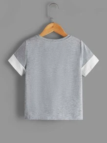 SHEIN Toddler Boys Letter Graphic Colourblock Tee - Multicolor - View 2