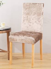 1入組/4入組/6入組純金鑽絨椅套，可拆式彈性餐椅套 - 卡其色 - 查看 2