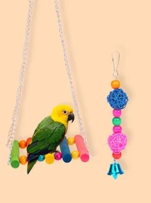 2pcs Hanging Swing Design Parrot Training Toy - Multicolor - View 1