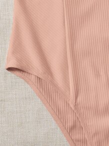 SHEIN EZwear Body unicolor bustier tejido de canalé - Rosa coral - Ver 5