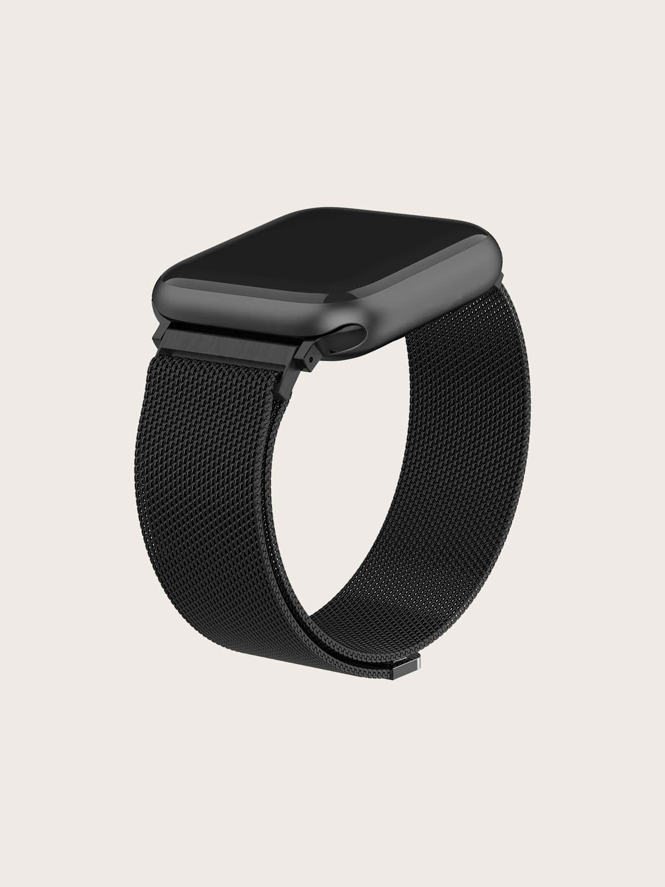 Milanese Loop Magnetic Metal Watch Band Compatible With Apple 1-9 Generation And Samsung Smartwatch - Black - View 1