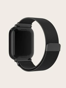 Milanese Loop Magnetic Metal Watch Band Compatible With Apple 1-9 Generation And Samsung Smartwatch - Black - View 2