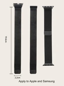Milanese Loop Magnetic Metal Watch Band Compatible With Apple 1-9 Generation And Samsung Smartwatch - Black - View 7