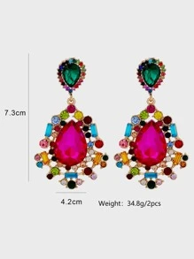 juran Hoa tai giọt nước Rhinestone - Màu Hồng Tươi - Xem 5