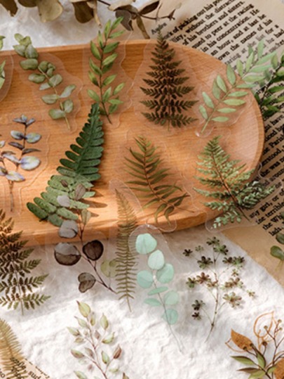 40pcs/Pack Plant Stickers Pack, 2pcs Each Pattern, DIY Decor Materials Back To School