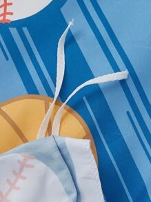 Ball Print Duvet Cover Set Without Filler - Blue - View 5