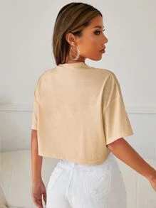 SHEIN EZwear Camiseta de hombros caídos con estampado de letra
