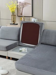 1pc Plain Sofa Seat Cushion Cover - Grey - View 1