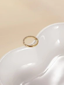方晶鋯石裝飾鼻環不銹鋼時尚朋克完美穿孔適合女士和男士身體鏈禮品 - 金黃色 - 查看 1