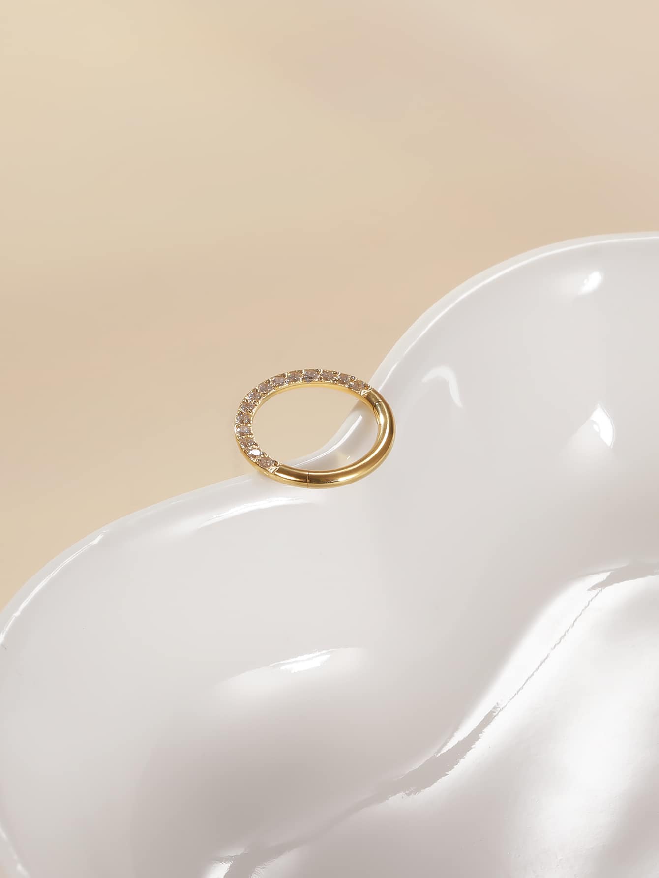 方晶鋯石裝飾鼻環不銹鋼時尚朋克完美穿孔適合女士和男士身體鏈禮品 - 金黃色 - 查看 1