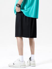 Quần Short Nam Dây kéo Túi màu trơn Giải trí - màu đen - Xem 2